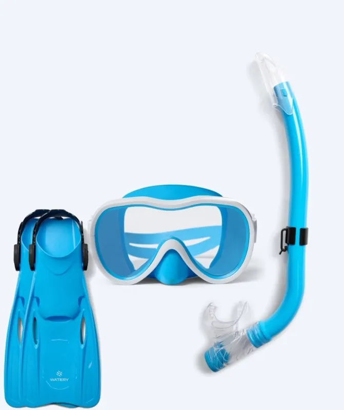 Watery snorkelsæt til junior (8-15) - Odine/Fleetwood - Blå/blå - Snorkelsæt til børn (4-16 år)