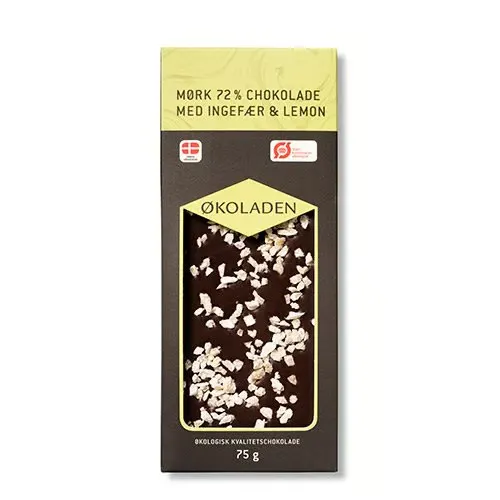 Økoladen Chokolade mørk ingefær/lemon Ø 70% (75 g)