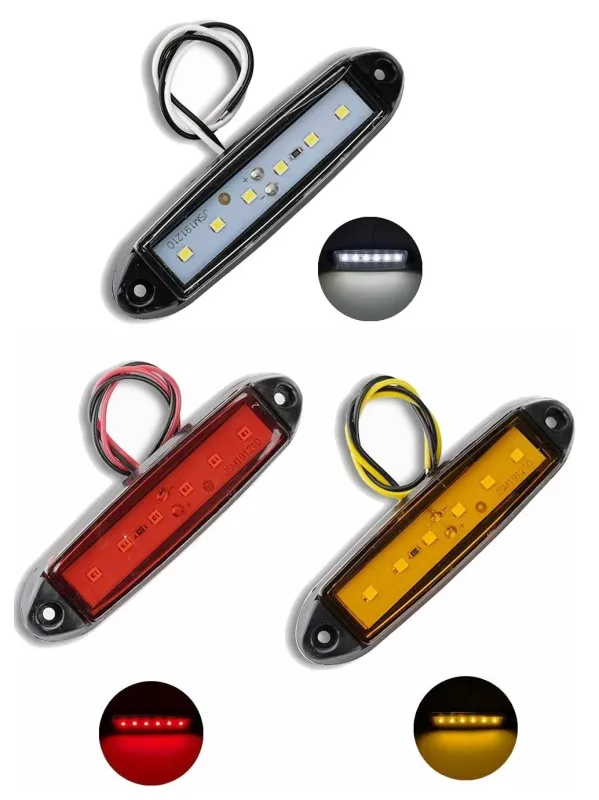 UDSALG - 6 LED markeringslygte, 12- 24v - sæt med 5 stk - Dinled - Markeringslys
