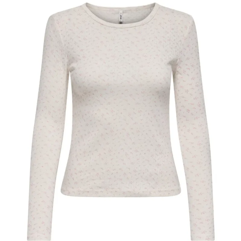 Only dame bluse ONLMADISON - Cloud Dancer Gry flower romance rose
