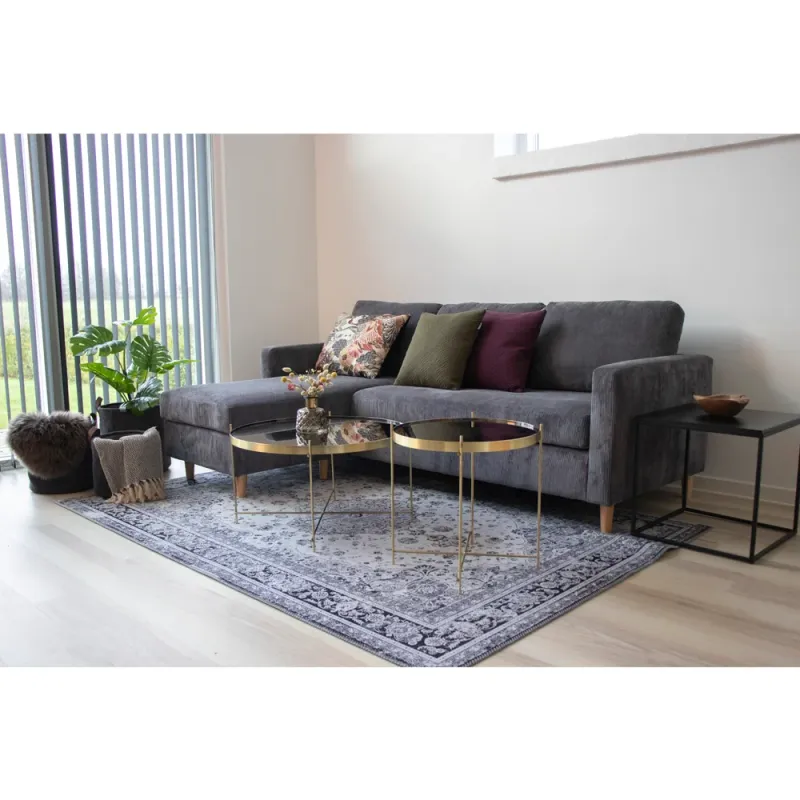 House Nordic - Venezia Sofabord - messing farvet stål, m. glas ø48xh48cm