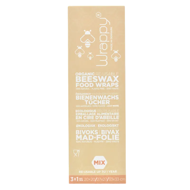 Wrappy Økologisk Genanvendeligt Bivoks Madindpakning Small/Medium/Large (3 stk)
