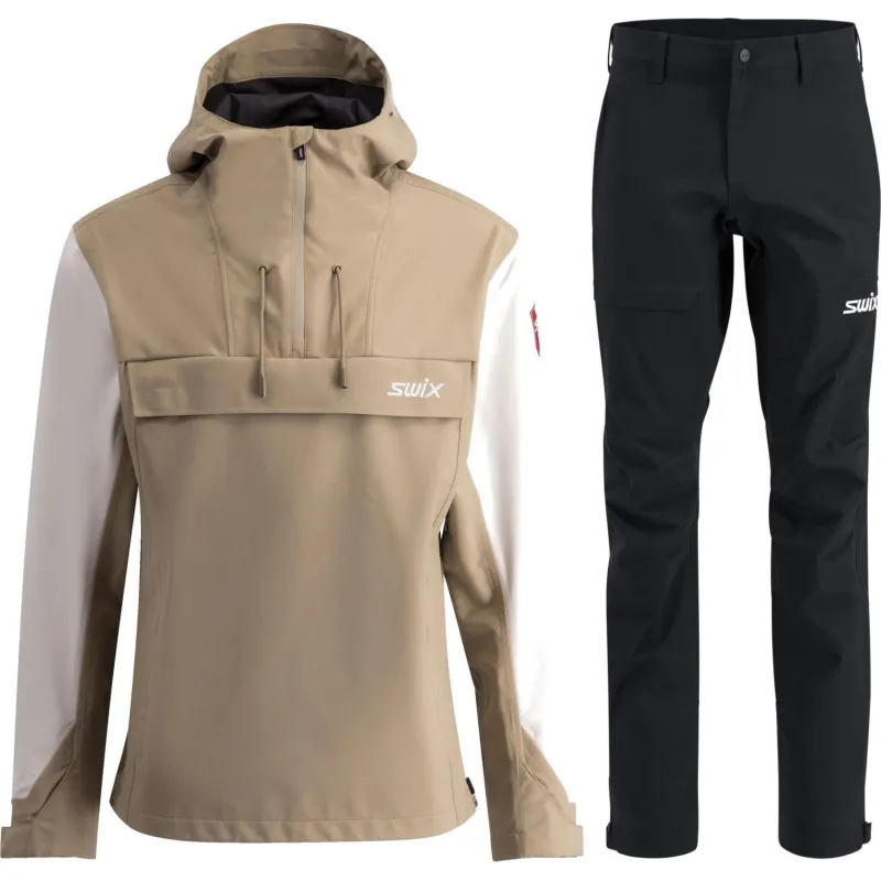 Swix Fjell skalbukser/anorak sæt, herre, sort/beige