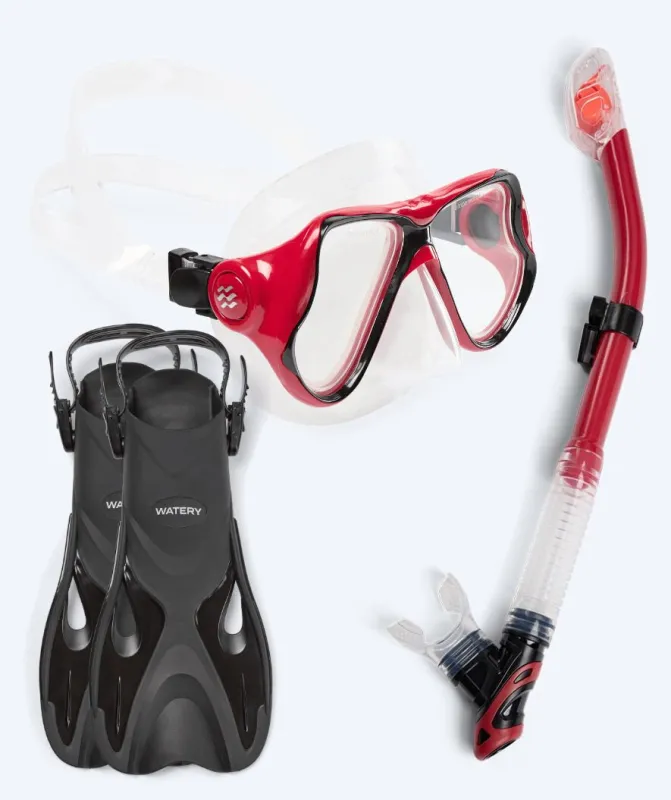 Watery snorkelsæt til voksne - Fisher/Hudson - Rød - Snorkelsæt til voksne (+16 år)