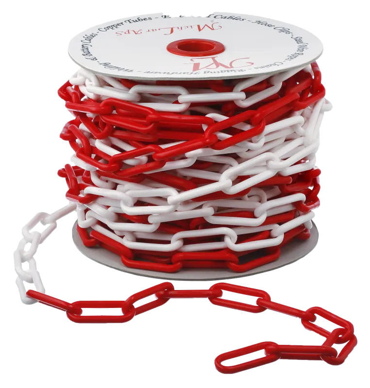 Afspærringskæde gul/sort plast 6mm, rulle 25m