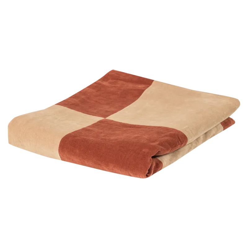 WOOOD Zena ternet plaid, rektangulær - rustbrun/beige fløjl (170x130)