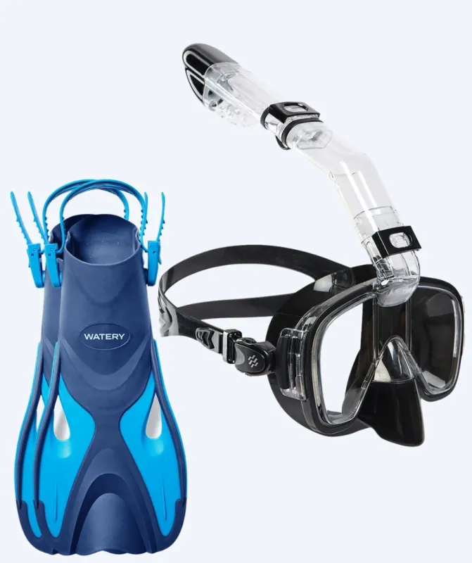 Watery snorkelsæt til voksne - Fisher/Pearl - Blå/sort - Snorkelsæt til voksne (+16 år)