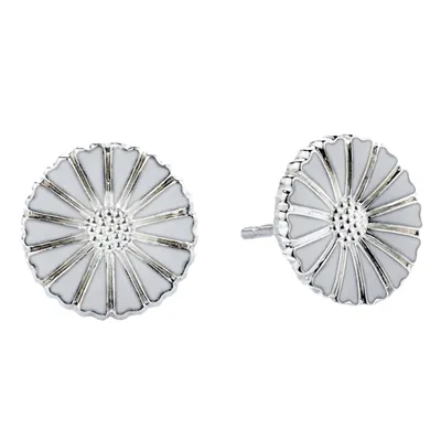Lund hvide Marguerit Ørestikker i Sterling Sølv  -  11 mm