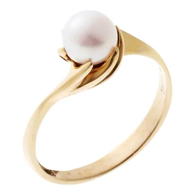 Guld Ring 8 kt. med Kultuperle i KLO - 6 mm