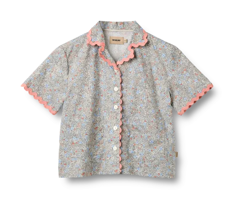 Vilma Lace T-Shirt - Air Blue Flowers - 122