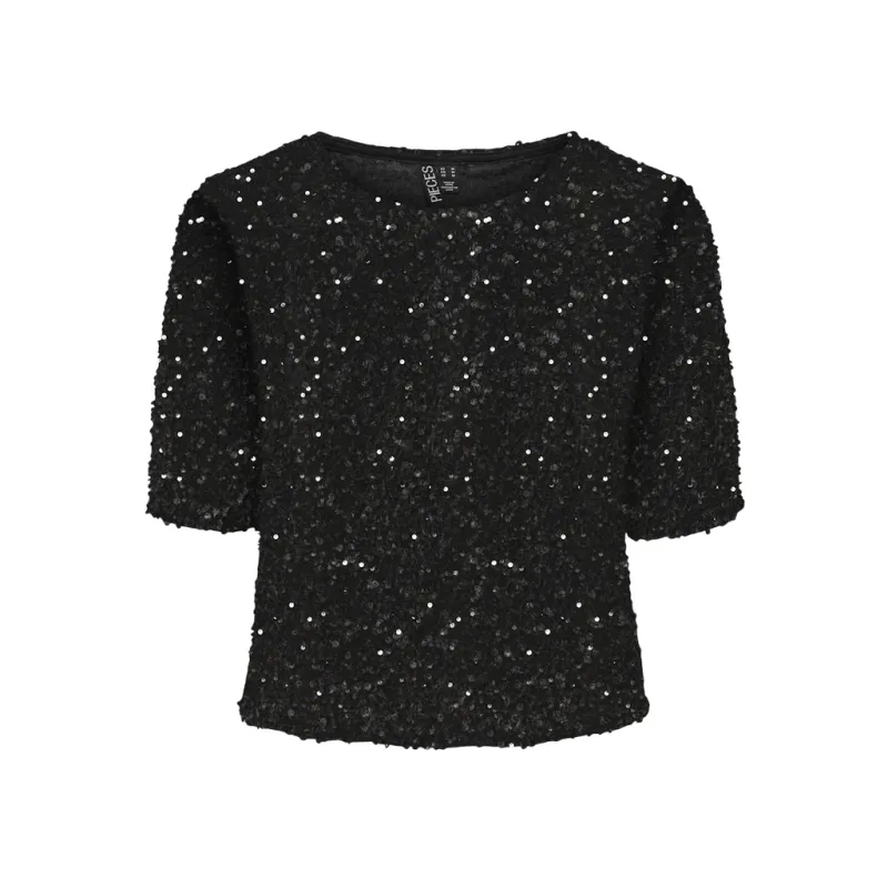 Pieces dame top PCKAM - Black Black sequins