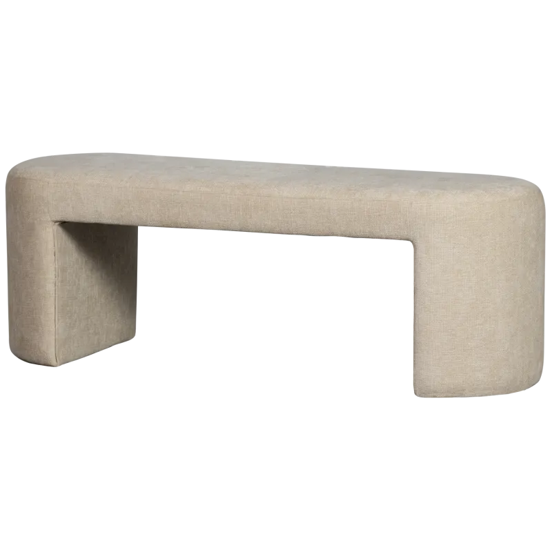 WOOOD Jacob bænk, oval - natur chenille stof (130x46)