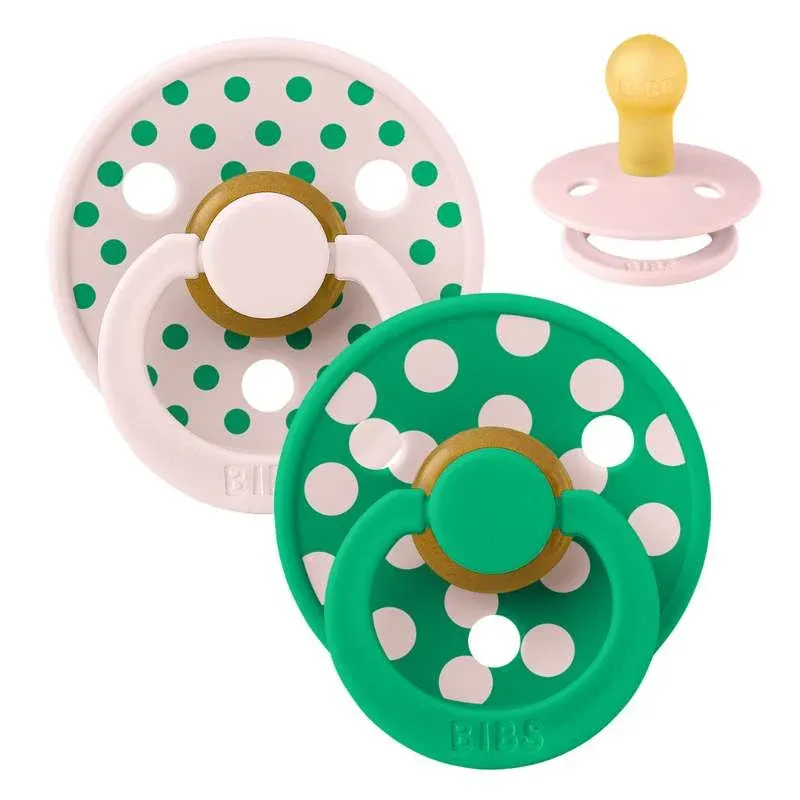 BIBS Rund Colour Sut - 2-Pak - Str. 1 - Naturgummi - Polka Studio - Petal/Cactus