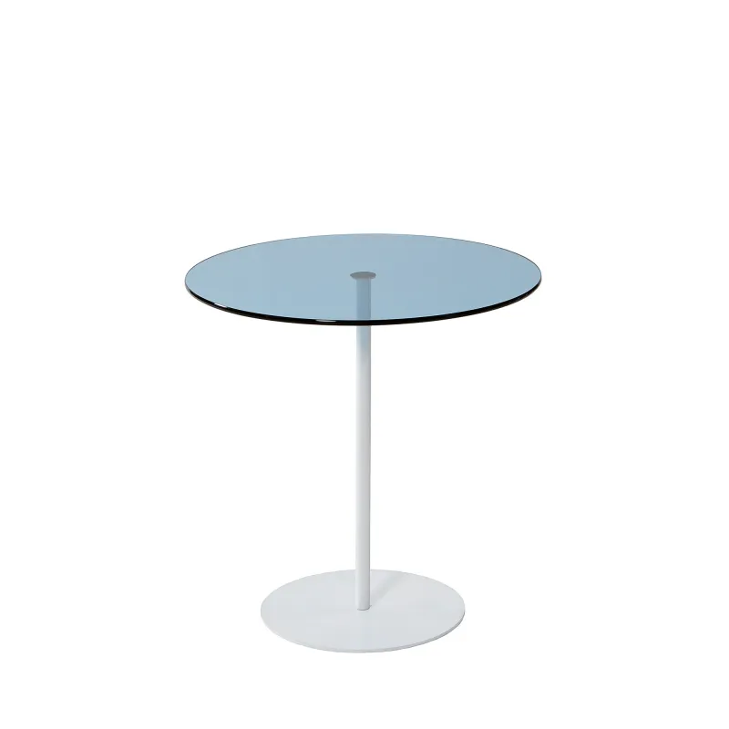 NORDVÄRK Chill sidebord, rund - blå glas og hvid metal (Ø50)
