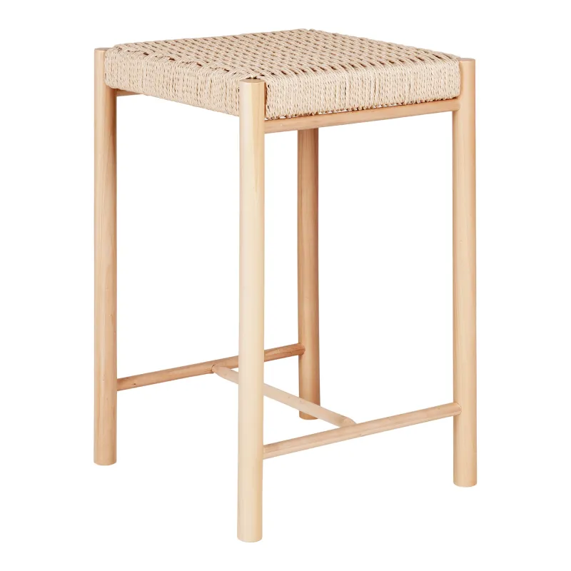 HOUSE NORDIC Abano counterstol, m. fodstøtte - natur papirsnor og natur poppeltræ