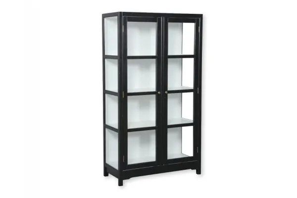 Barsø Vitrineskab - 160x90x40 cm Sort/Hvid