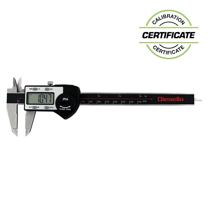 IP54 Digital Skydelære 0-150 x 0,01 mm DIN 862 med 40 mm kæber og ABS funktion (Inkl. Certifikat)