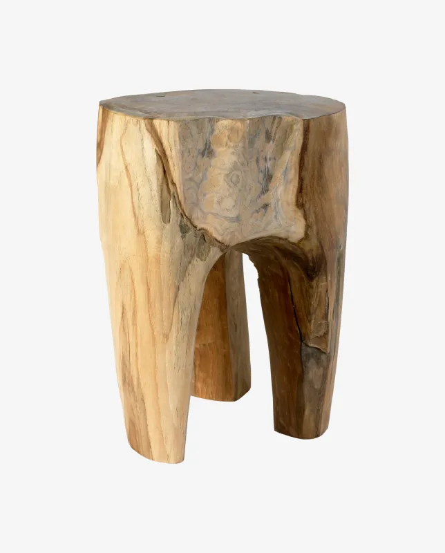 Nordal - TEAK taburet i træ  -  natur  -  Ø30 × H41 cm