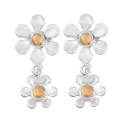 Ørestikker i Sølv med Blomster