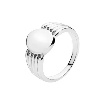 Herrering i Sølv med oval Plade 12 x 10 mm - Kun str. 58