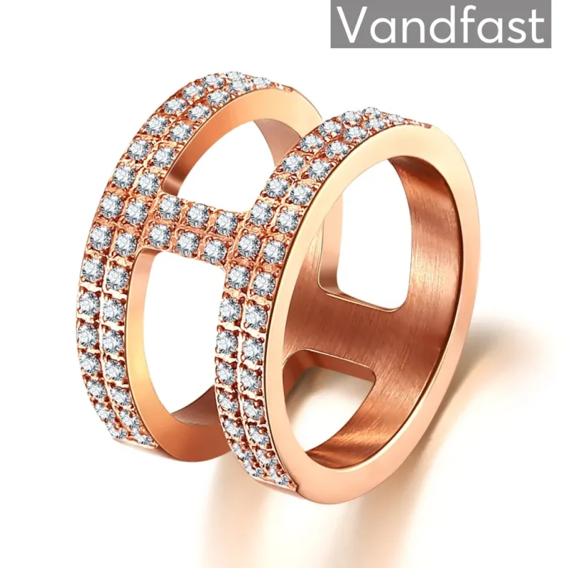 ANNEBRAUNER Double Massive Rose/White Ring - 5