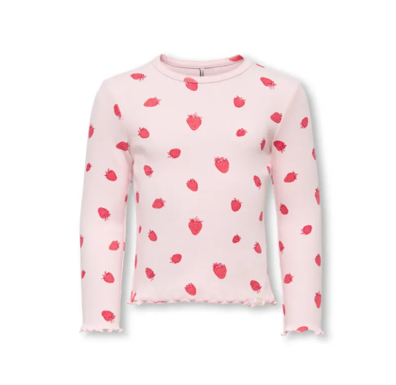 Only Mini Trinny Life LS Top - Barely Pink Strawberry - 92 cm
