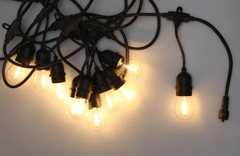 Lyskæde, 10 x LED pære, varm hvid, 7,5 meter, kan serieforbindes