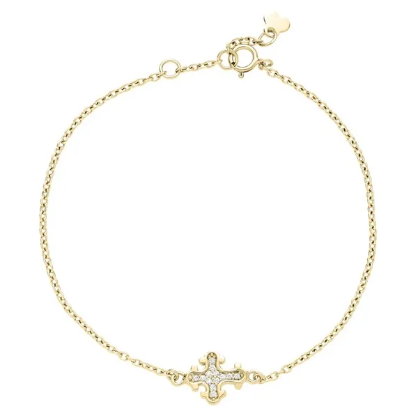 Armbånd i 8 kt. Guld med Dagmarkors og Zirkonia - 16 til 18 cm