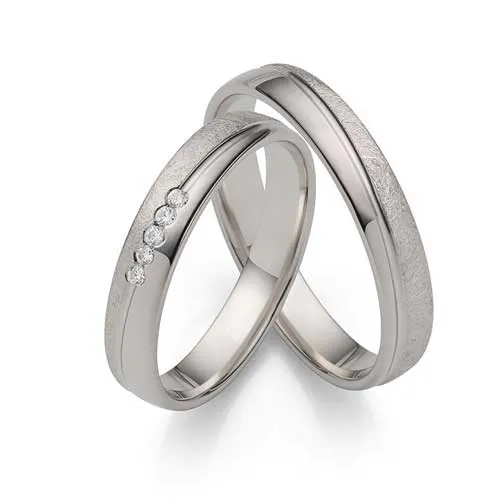 BARTOLI Silverbirds vielsesringe i Sølv med Zirkoniasten - 4 mm