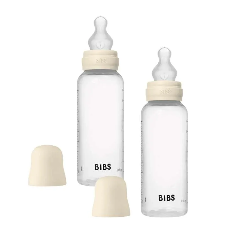 BIBS Bottle - Sutteflaskesæt - Plastik - Silikone/Medium Flow/Rund - 270ml - 2-Pak - Ivory