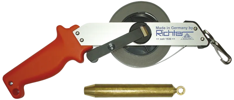 Richter tankbåndmål mm/inch rustfri m/lod 20 mtr
