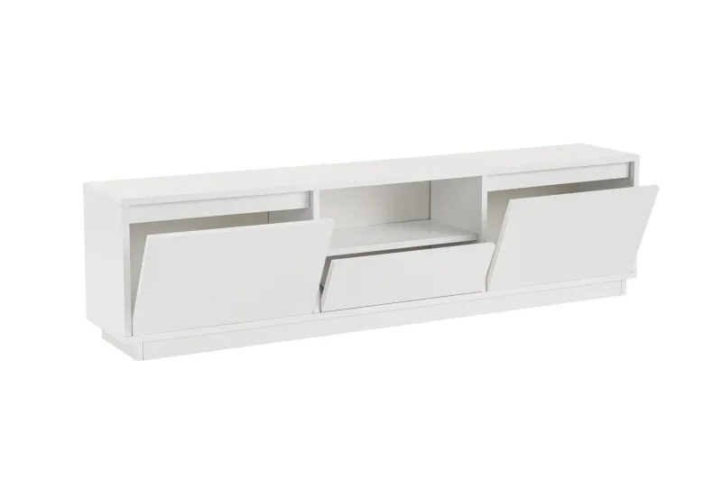 NORDVÄRK Vanguard TV-bord, m. 3 låger og 1 rum - hvid melamin (160x29,5)