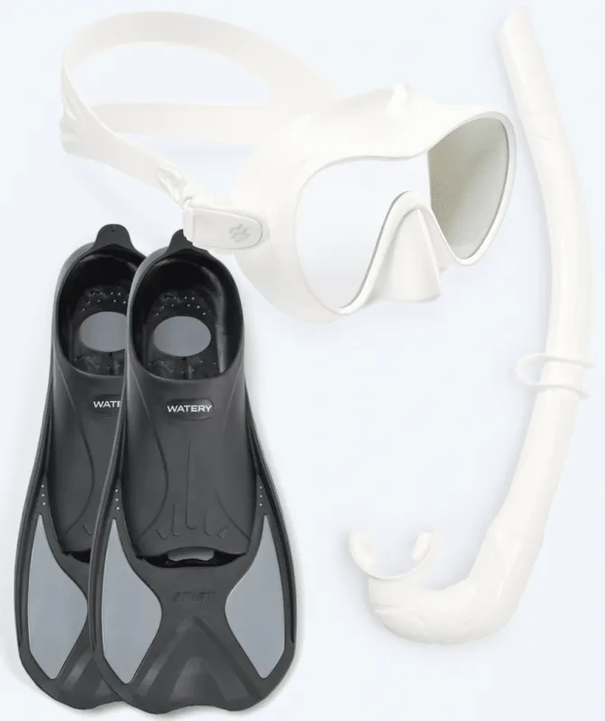 Watery snorkelsæt til voksne - Pike/Cliff - Hvid - Snorkelsæt til voksne (+16 år)