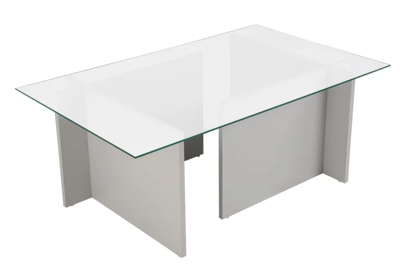 NORDVÄRK Vetrino sofabord, rektangulær - glas og grå melamin (105x65)
