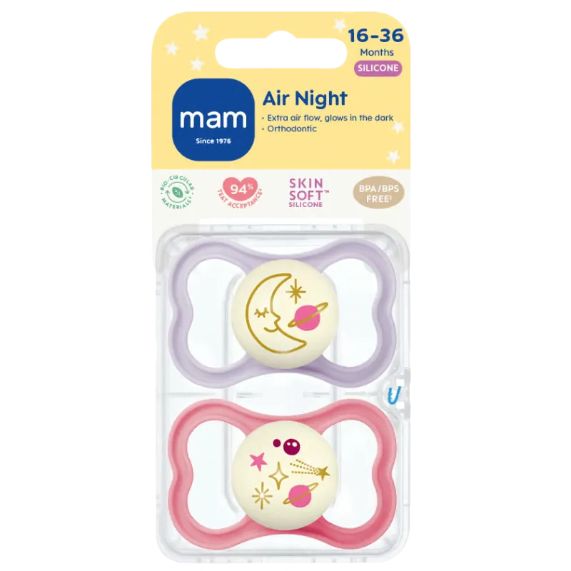 MAM Air Sut Night Pink 16-36M (2 stk)