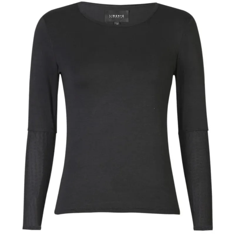 Liberté dame bluse ISA - BLACK WAVY LINES