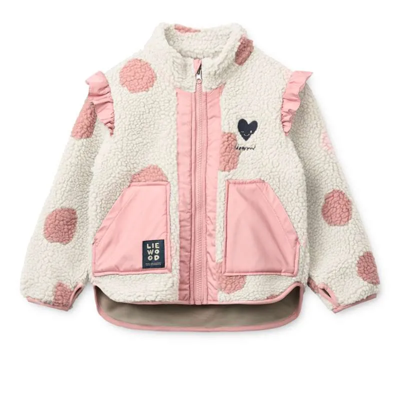 Liewood Noam Fleecejakke m. Flæser - Spot Dot Sandy/Rose blush Mix