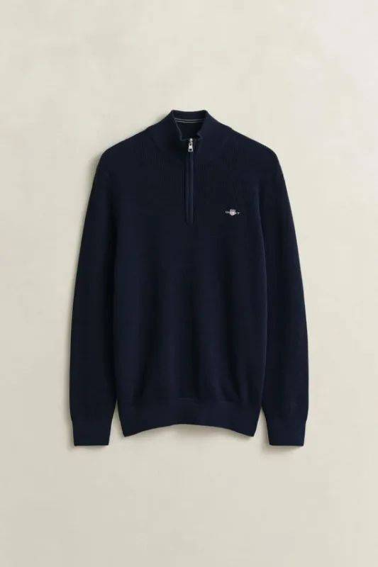MICRO TEXTURED COTTON HALF ZIP
