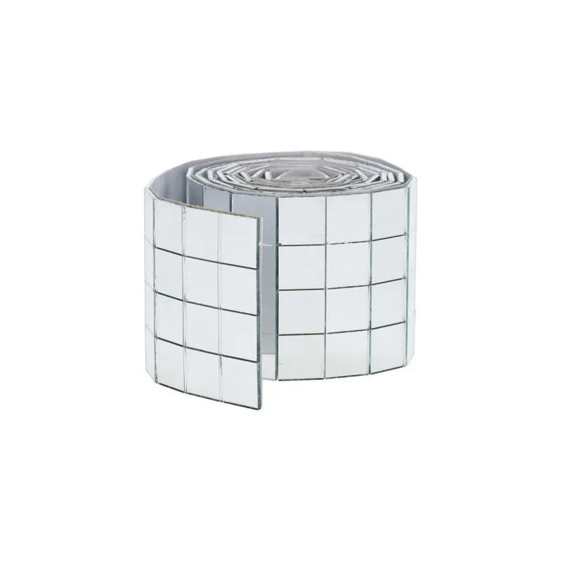 DIY Spejlmosaik i Ægte Glas  -  1x1 cm Selvklæbende Mosaikfliser  -  4x100 cm (400 fliser)  -  Silver