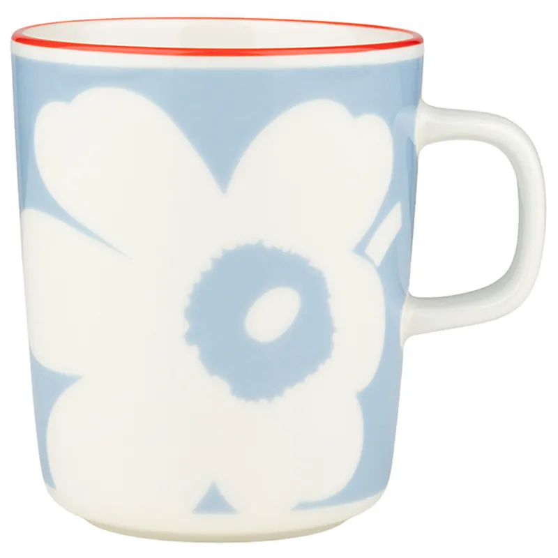 Marimekko Juhla Unikko krus 2,5 dl, hvid/lyseblå/orangerød