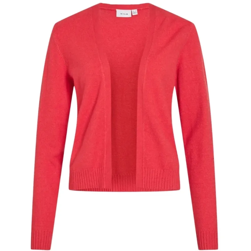 VILA DAME CARDIGAN VIRIL SHORT L/S KNIT CARDIGAN-NOOS - Hibiscus DARK MELANGE
