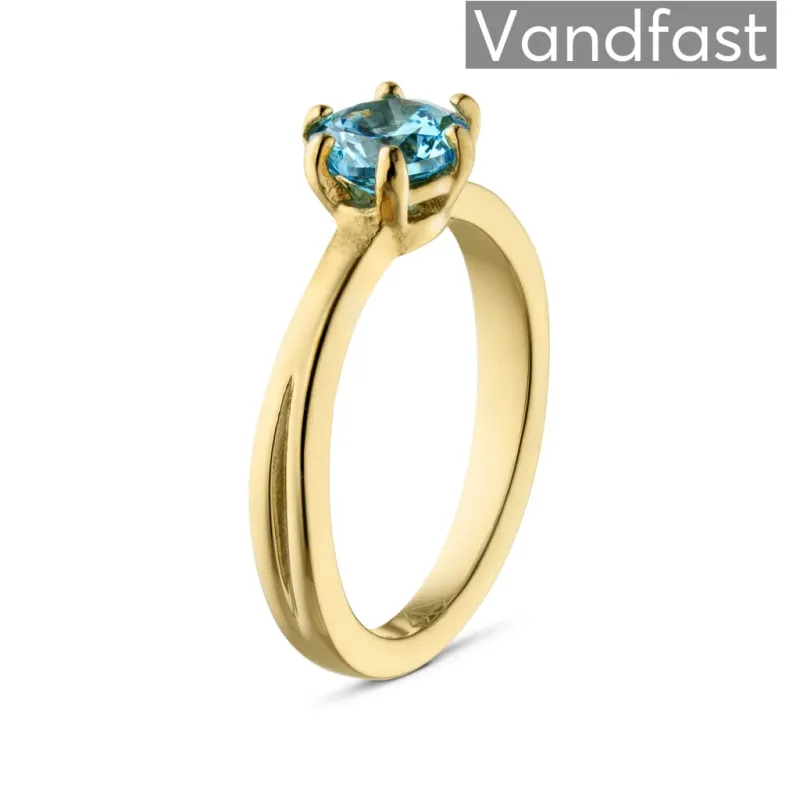 ANNEBRAUNER Princess Aqua Blue Ring 18K Guldbelagt