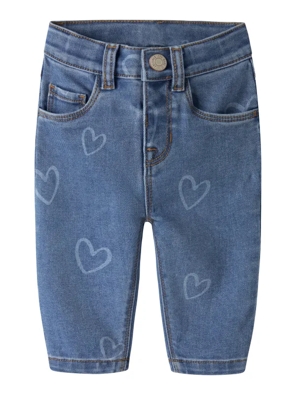 Name It Rose - Mom Jeans - Medium Blue Denim/Heart - 50 cm