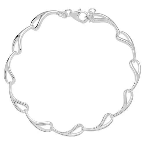 Armbånd i Sølv med åbne dråbeformet Led - 19 cm