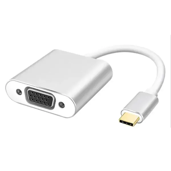 USB-C til VGA adapter. 1920 x 1080p. Silver.