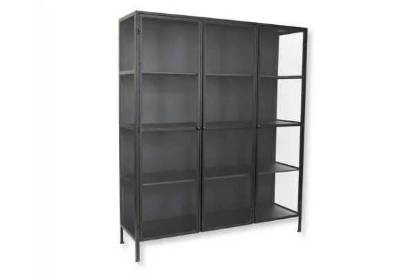 Lønstrup Vitrineskab i Metal - 135x40x160 cm - Sort