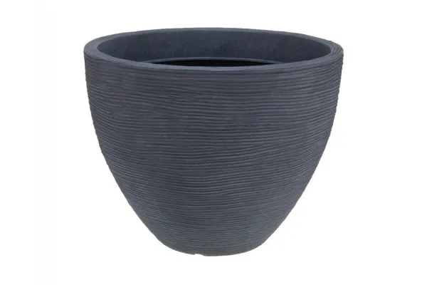 Plastkrukke m/riller - Ø:40|H:31 cm - Grå