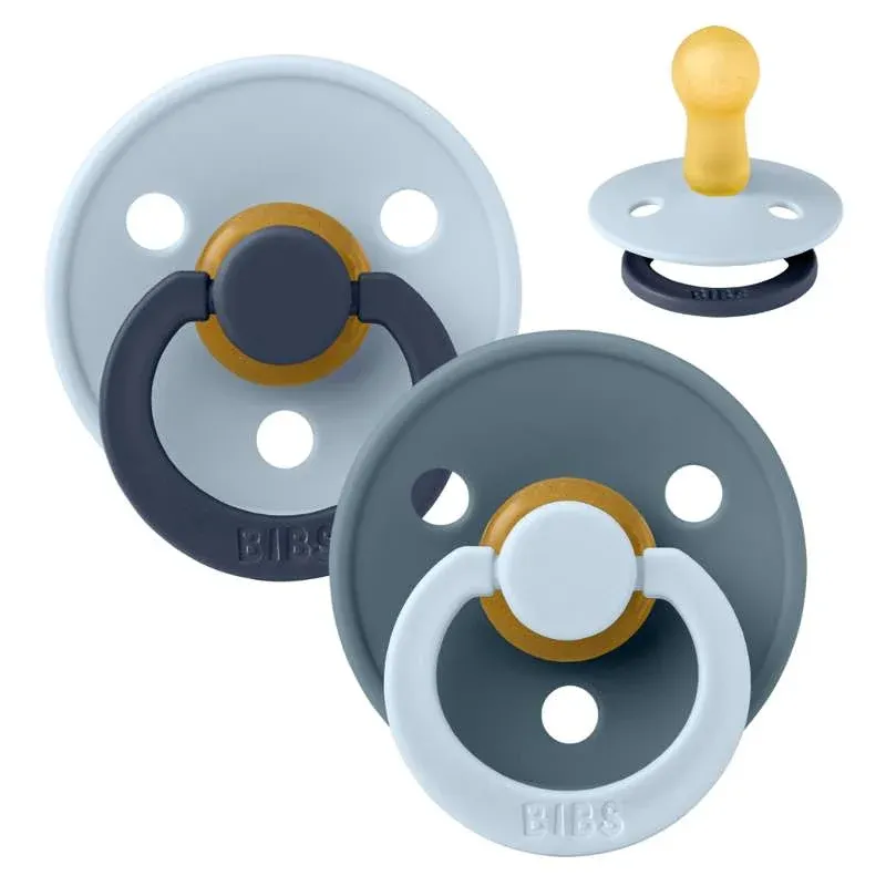 BIBS Rund Colour Sut - Str. 2 - Naturgummi - Fusion Studio - Baby Blue/Petrol Mix
