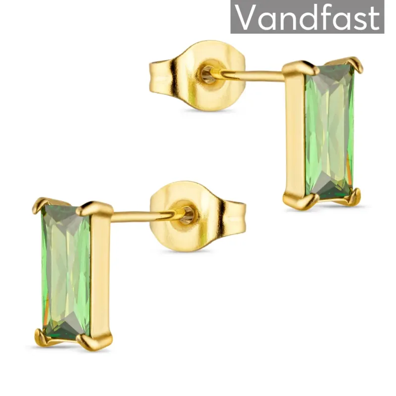ANNEBRAUNER Empress 4x8mm L-Green Øreringe 18K Guldbelagt