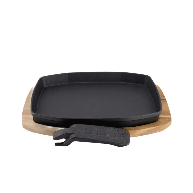 BSTRD Sizzling Plate & Holder Cast Iron 21x28 cm